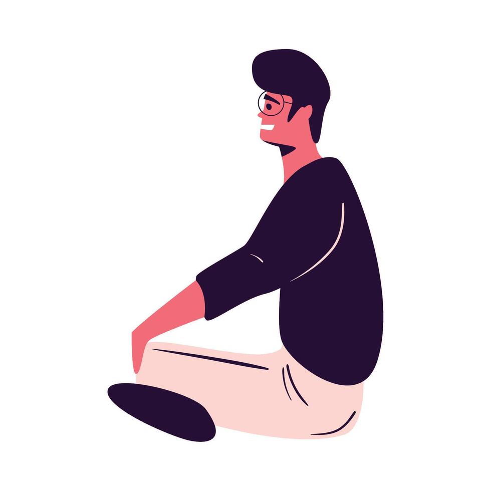 Man sitting in the lotus position, flat illustration vector