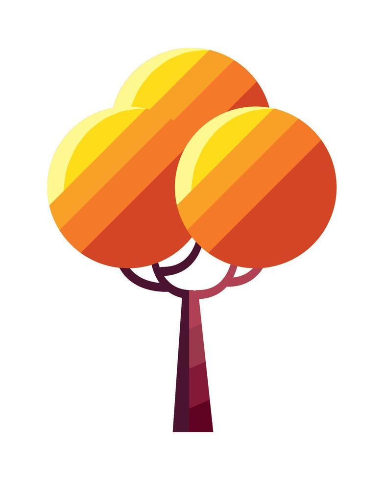 A tree with three orange leaves on it vector