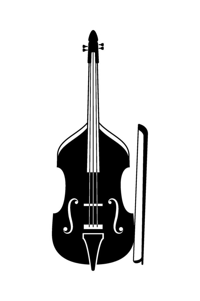 A black and white illustration of a violin vector
