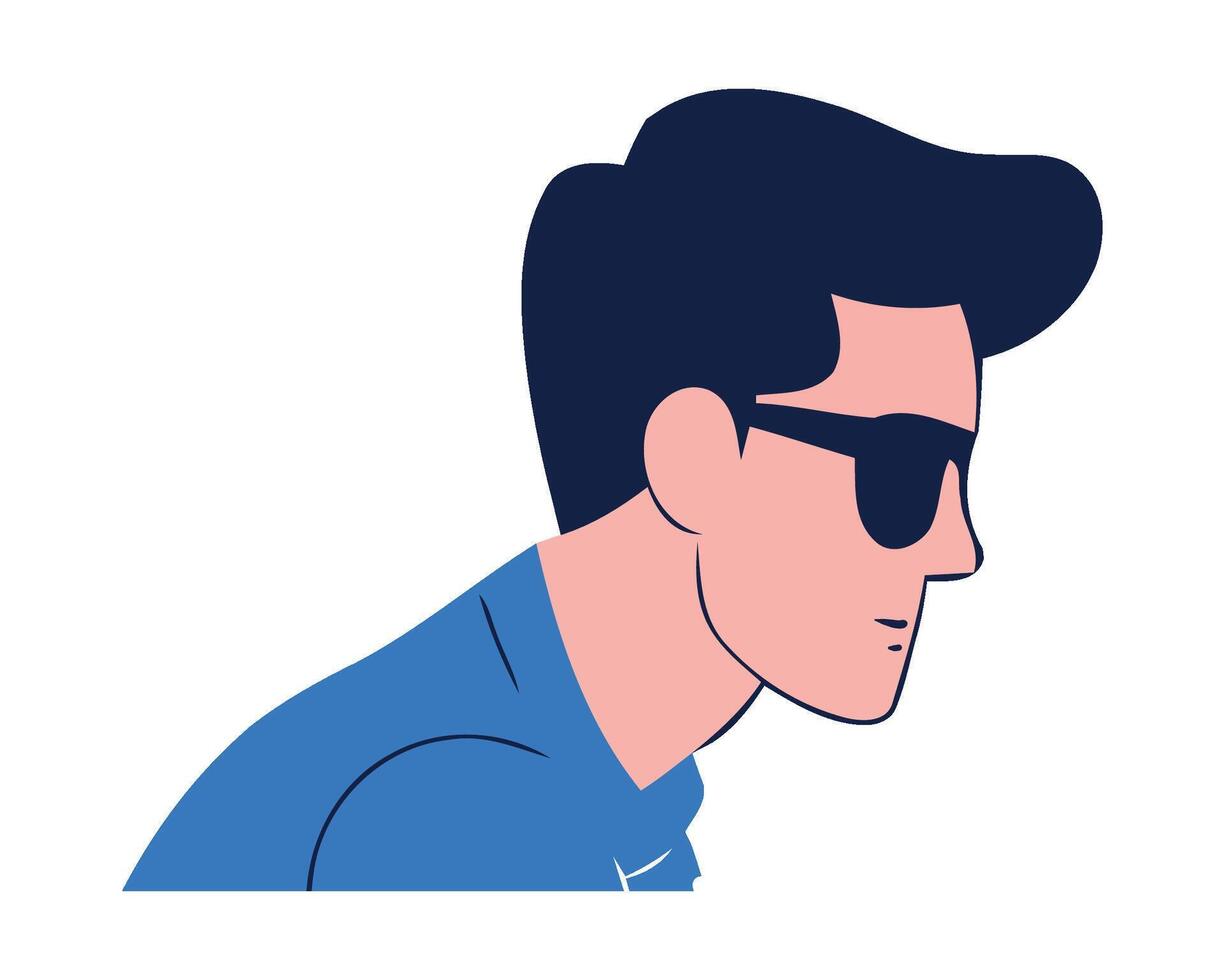 A man wearing sunglasses and a blue shirt vector