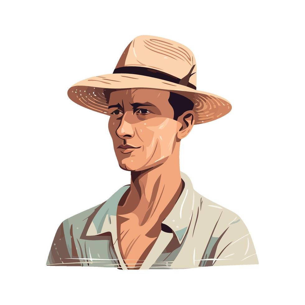 A man wearing a hat and shirt vector