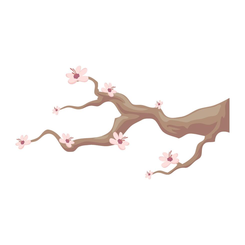 A branch with pink flowers on it vector