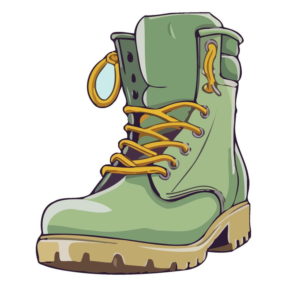 Green military boot illustration vector