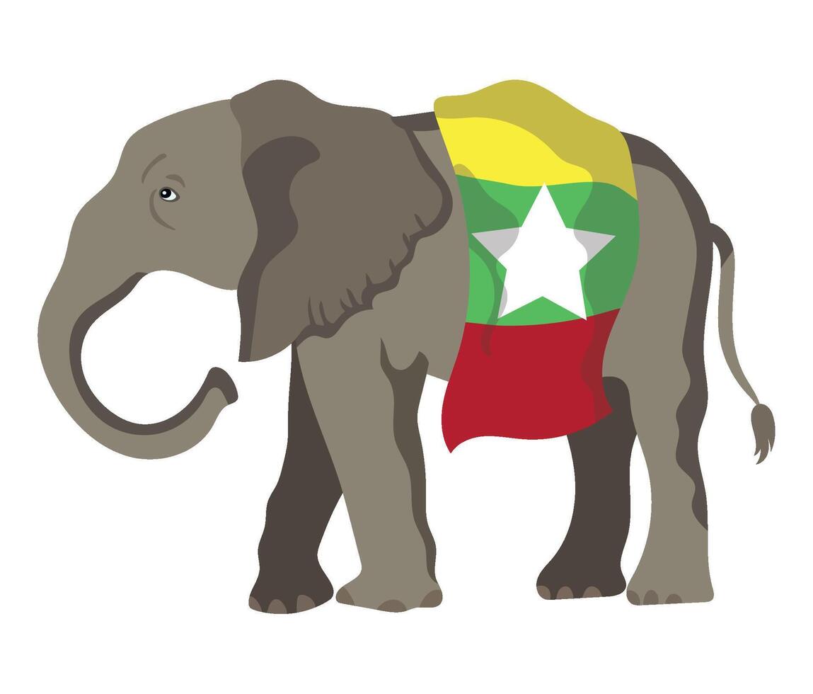 Myanmar flag elephant illustration vector