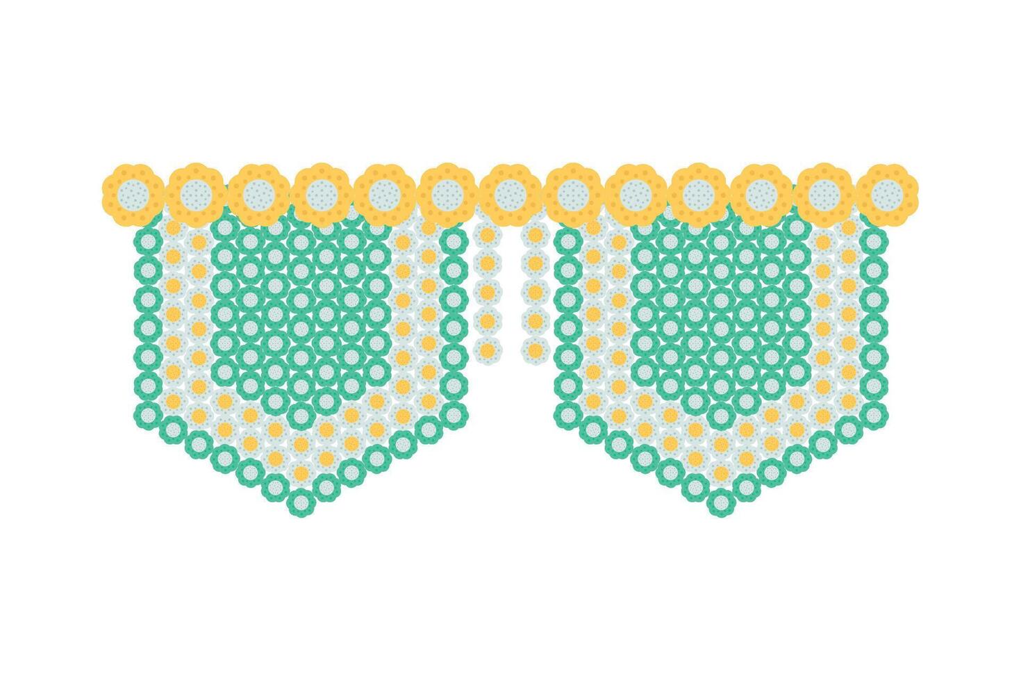 A pair of green and yellow beads on a white background vector