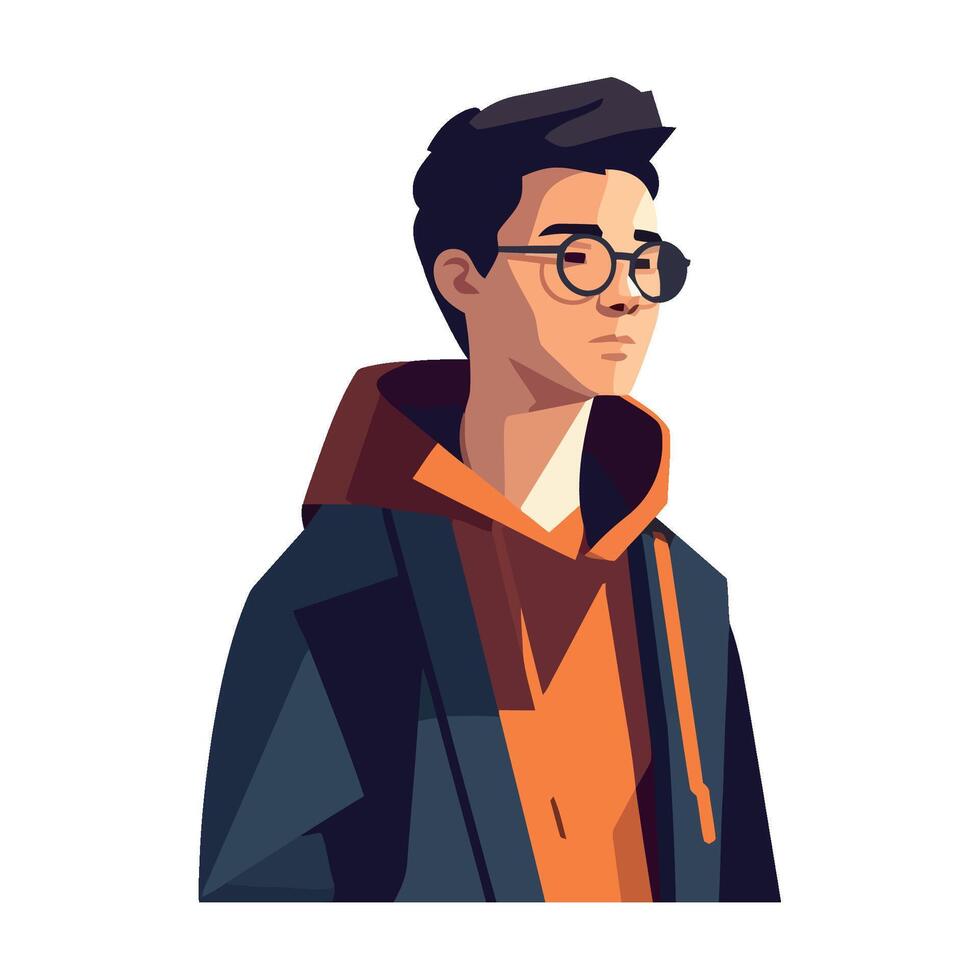 A cartoon illustration of a man in glasses vector
