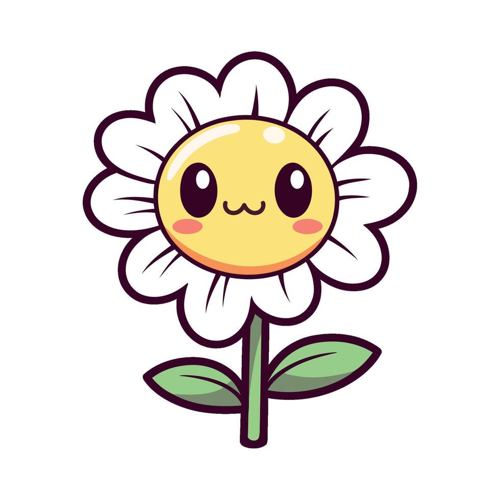 A cartoon flower with a face and a smile vector