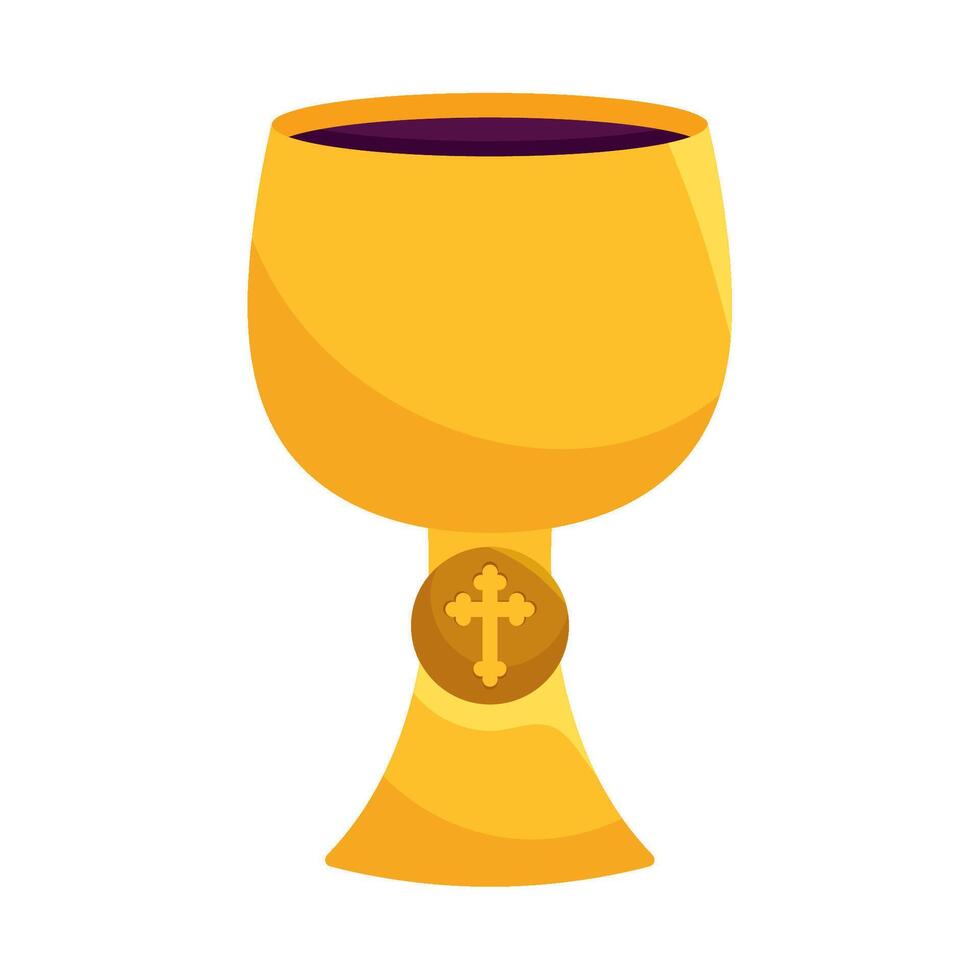 Golden chalice with cross illustration vector