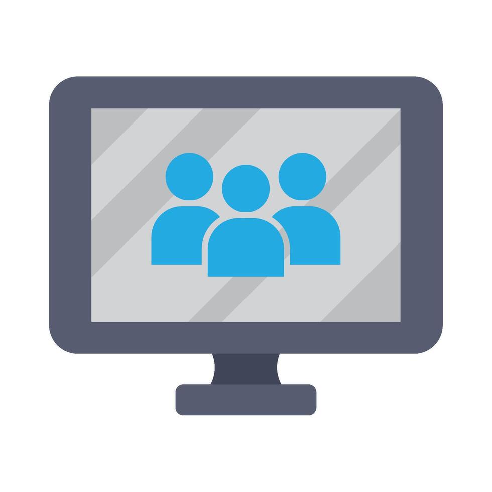 A computer monitor with people on it vector
