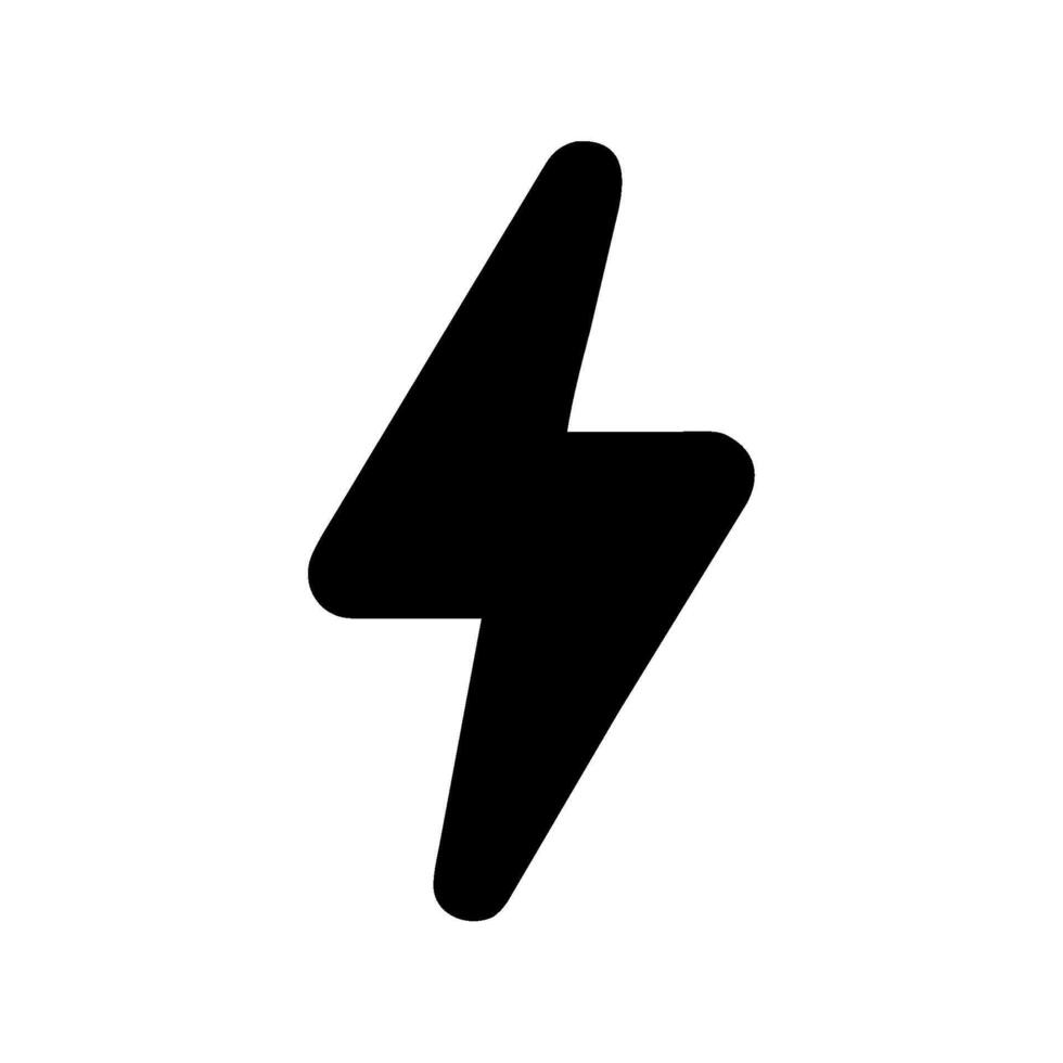 A black and white lightning bolt icon on a white background vector