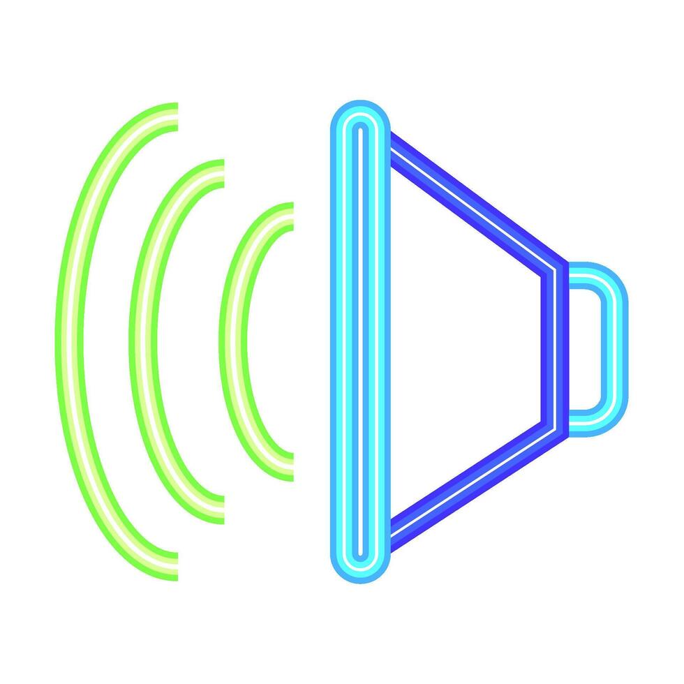 Speaker icon, neon sign, sound wave illustration vector
