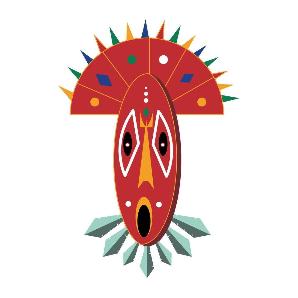 An african mask with a red and green design vector