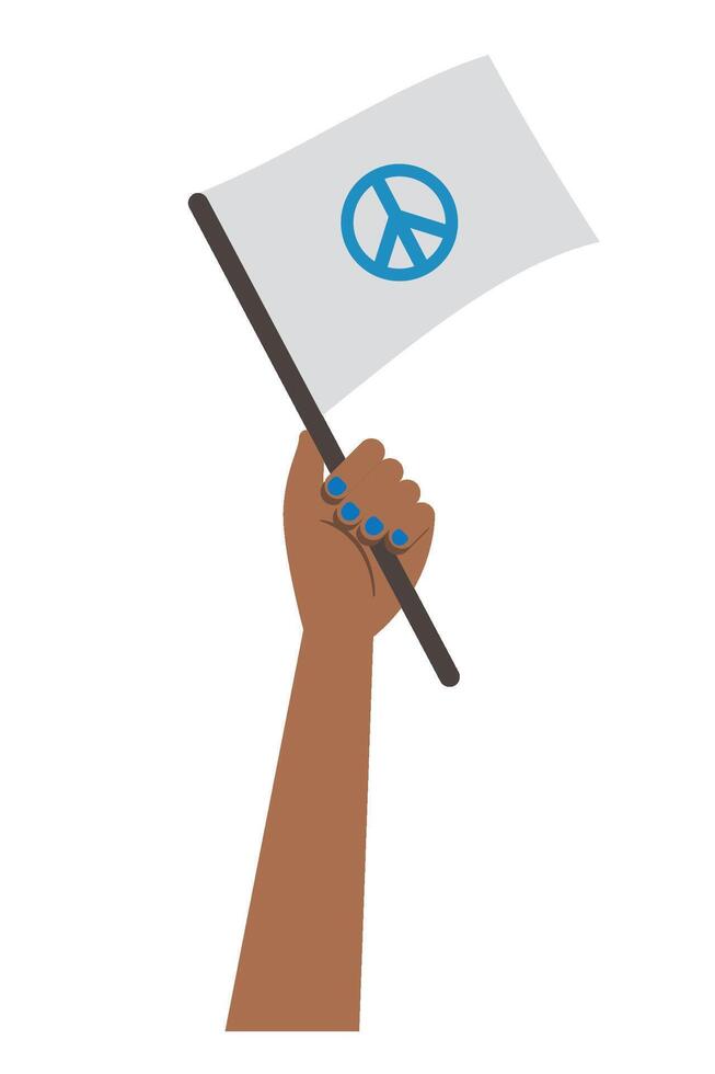 Hand holding a peace flag illustration vector