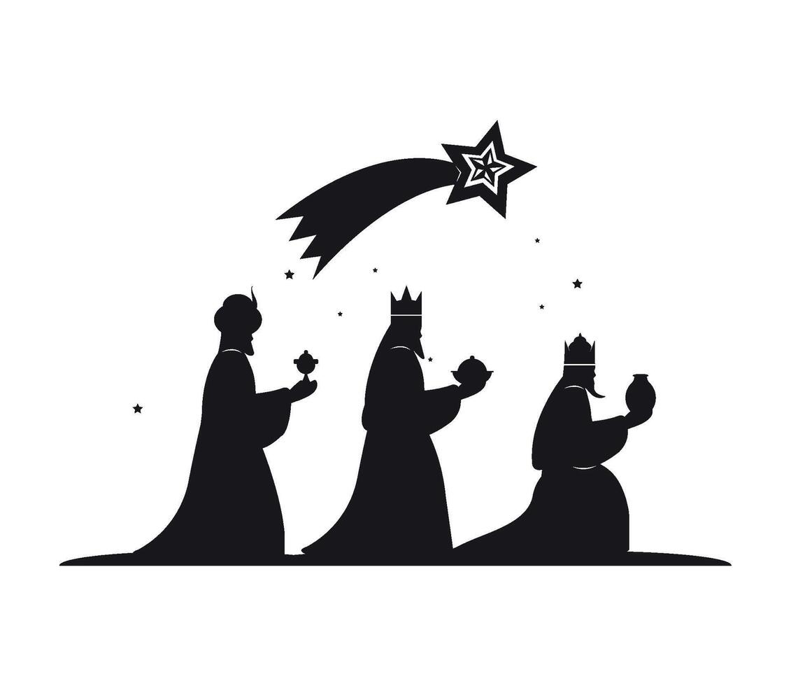 Three wise men with star on their heads vector