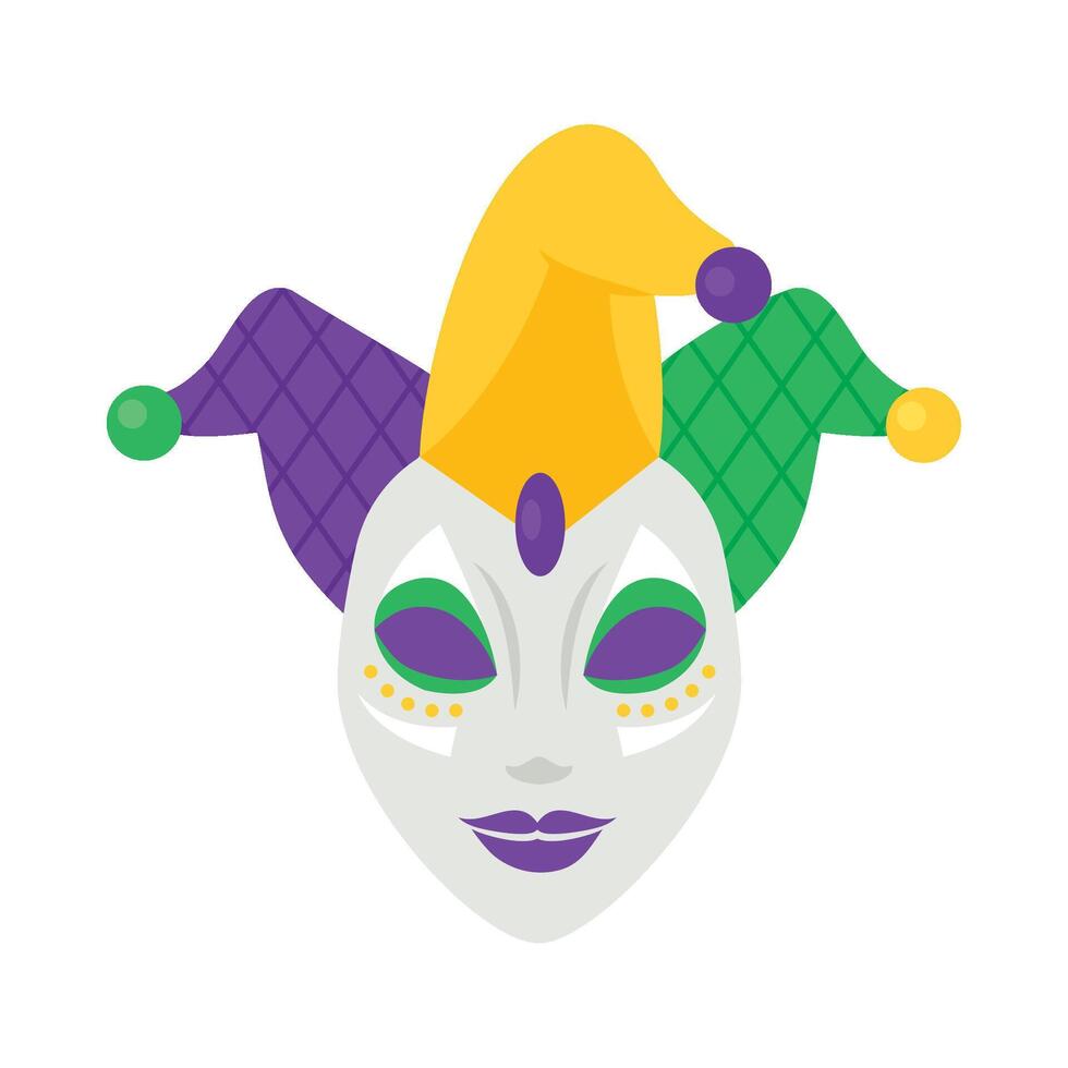 Mardi gras mask with green and yellow colors vector