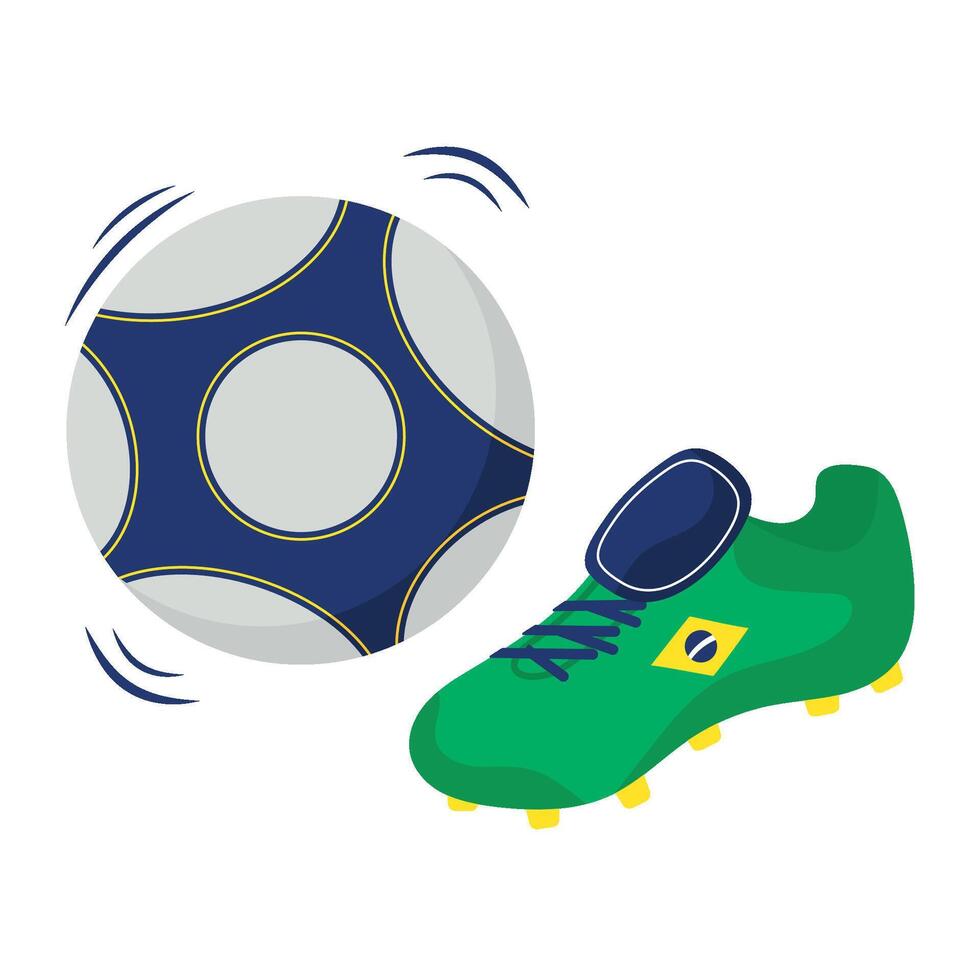 Brazil soccer ball and green shoe illustration vector