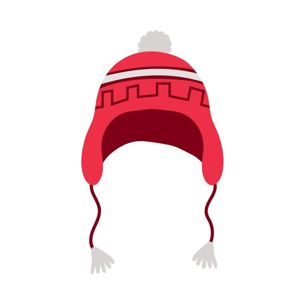 Winter hat with pom pom on white background vector