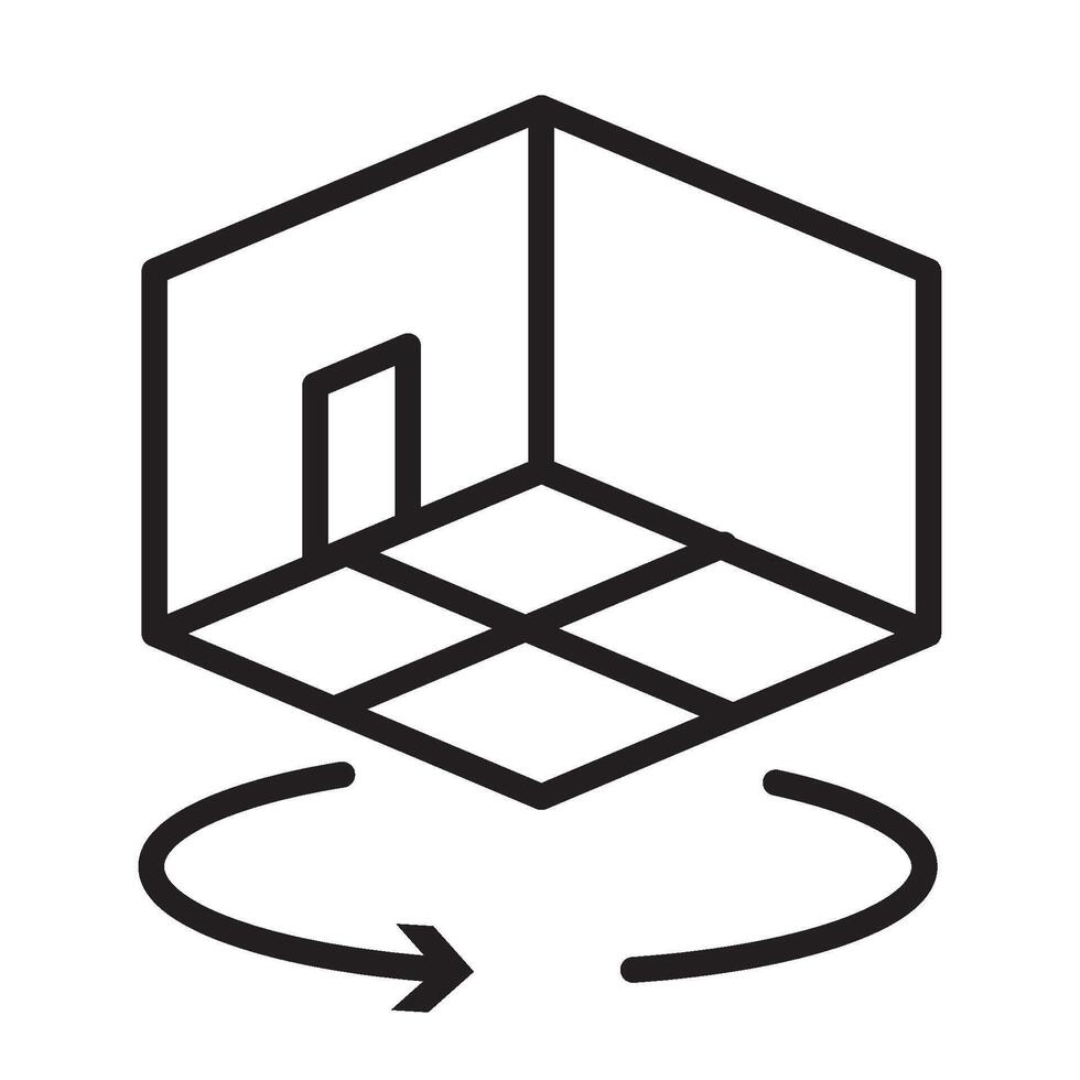 A black and white image of a cube with a arrow pointing to it vector