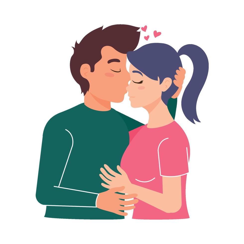 A man and woman are kissing and hugging vector