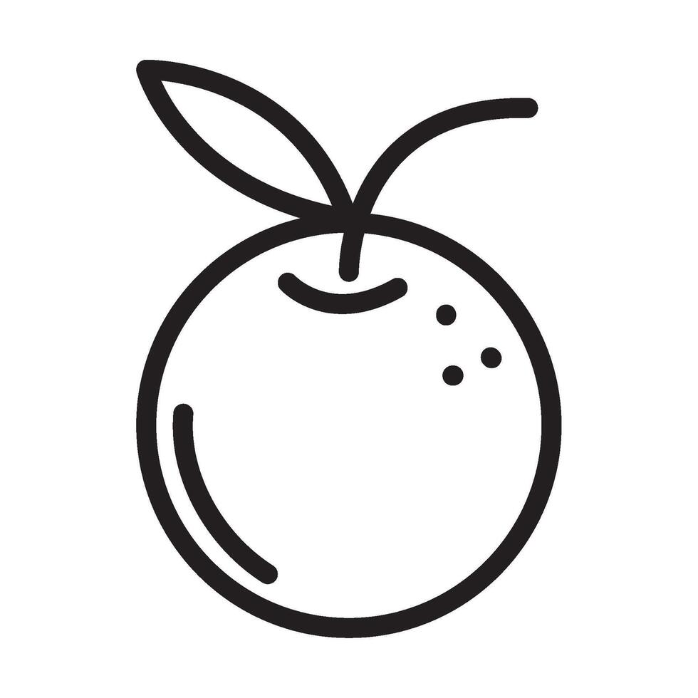 An orange is shown in a line drawing vector