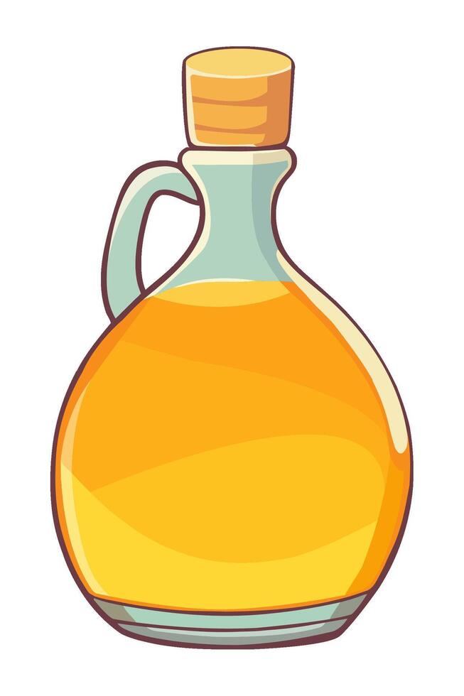 A bottle of oil with a wooden handle on a white background vector