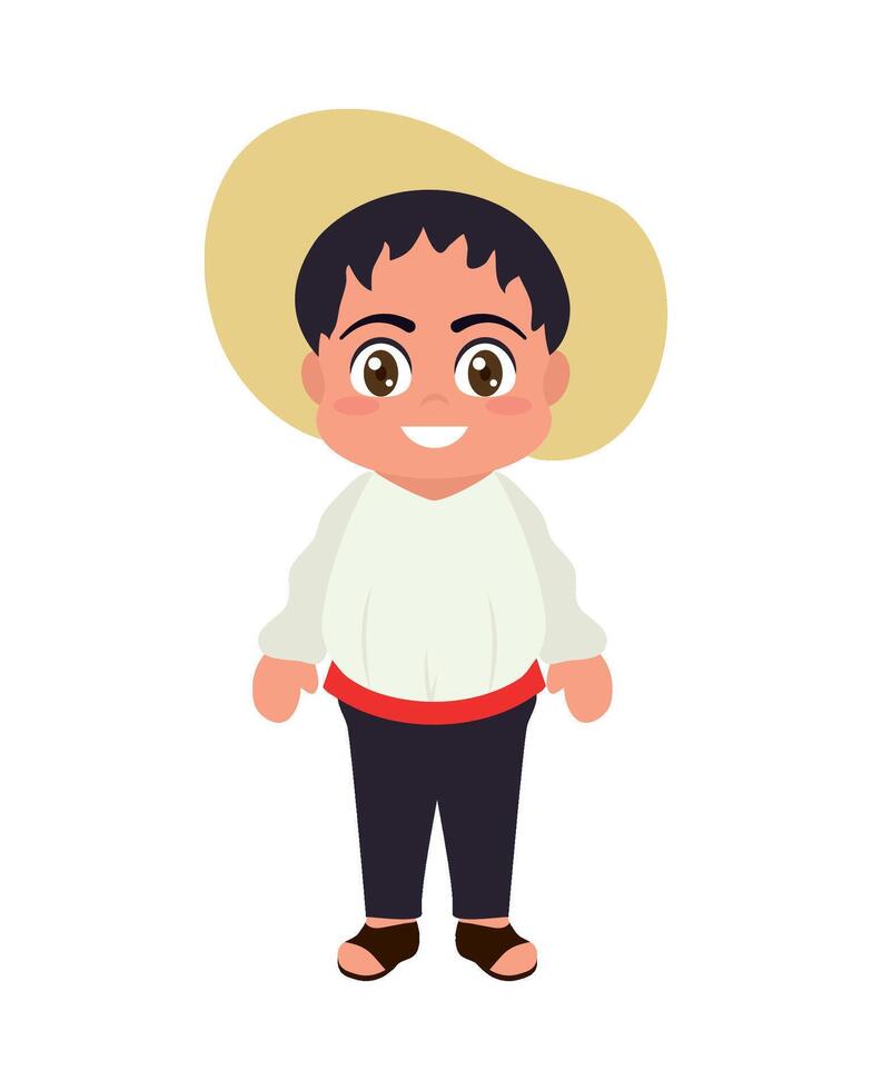 Cartoon mexican boy in traditional clothes vector