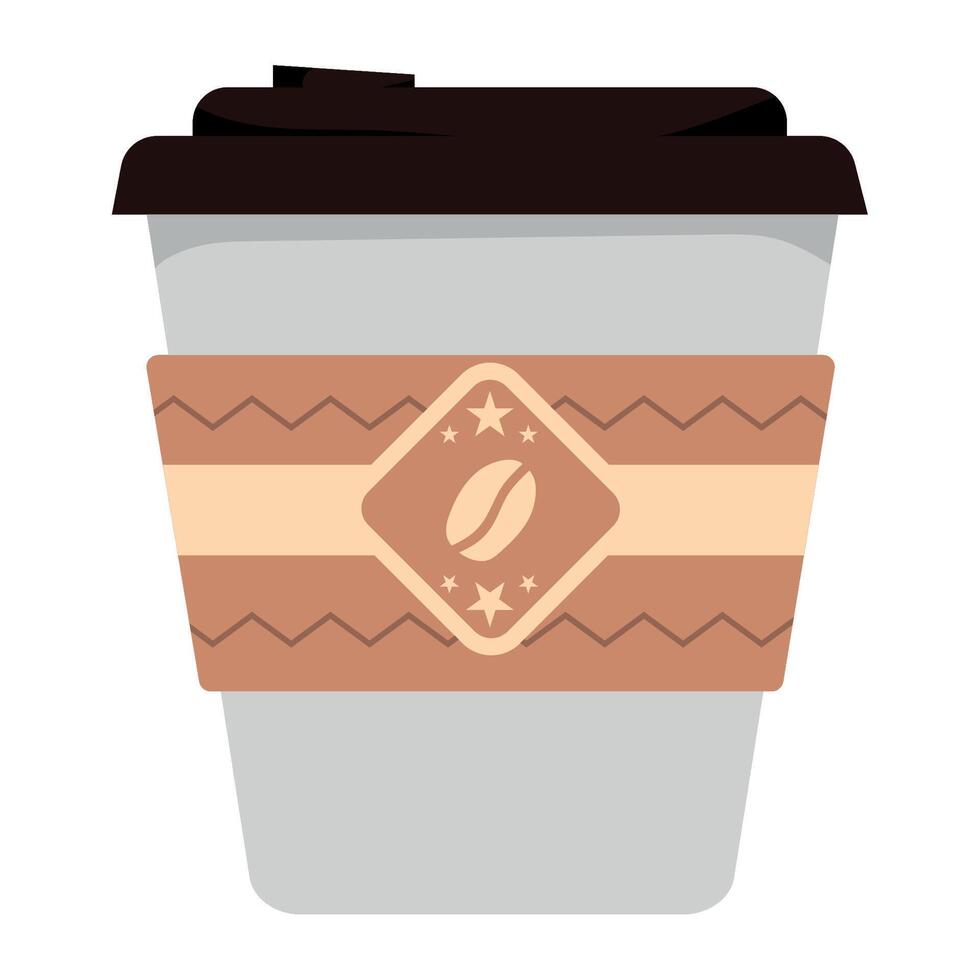 Coffee cup with a brown lid and a brown band vector
