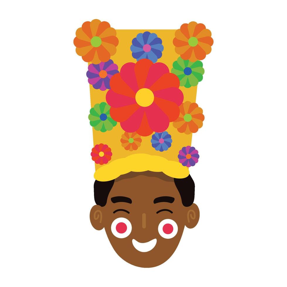A cartoon of a man wearing a colorful headpiece vector