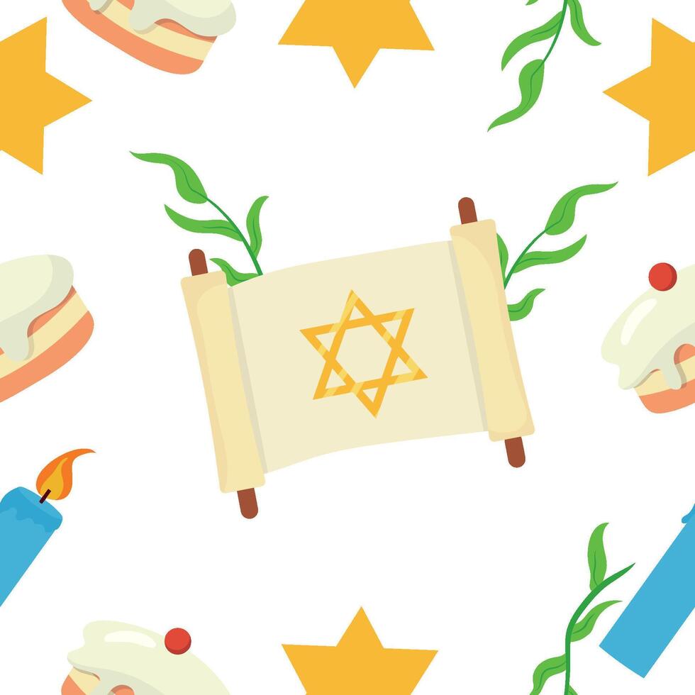 Jewish holiday seamless pattern with candles and star vector