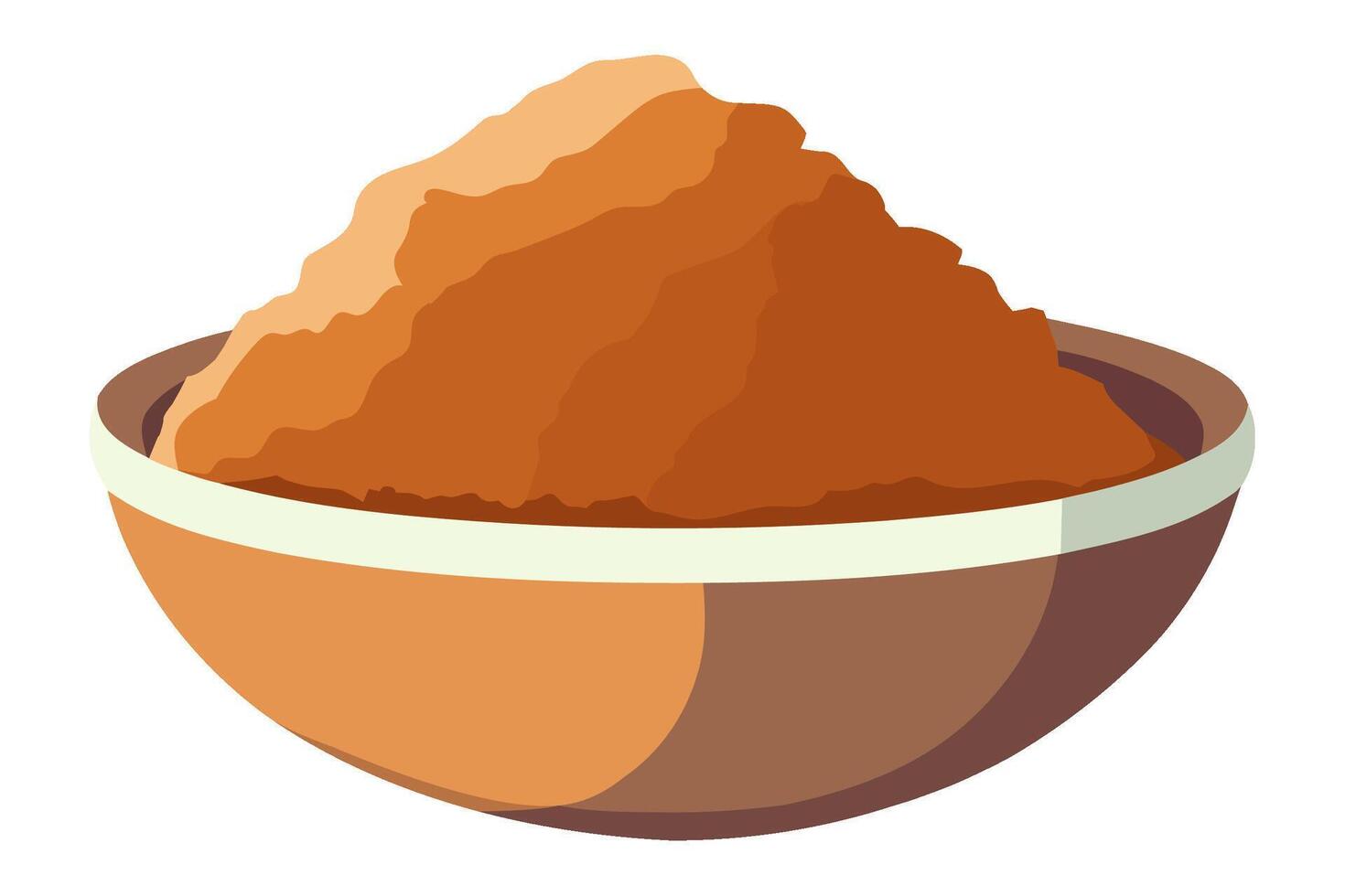 A bowl of brown powder in a flat style vector
