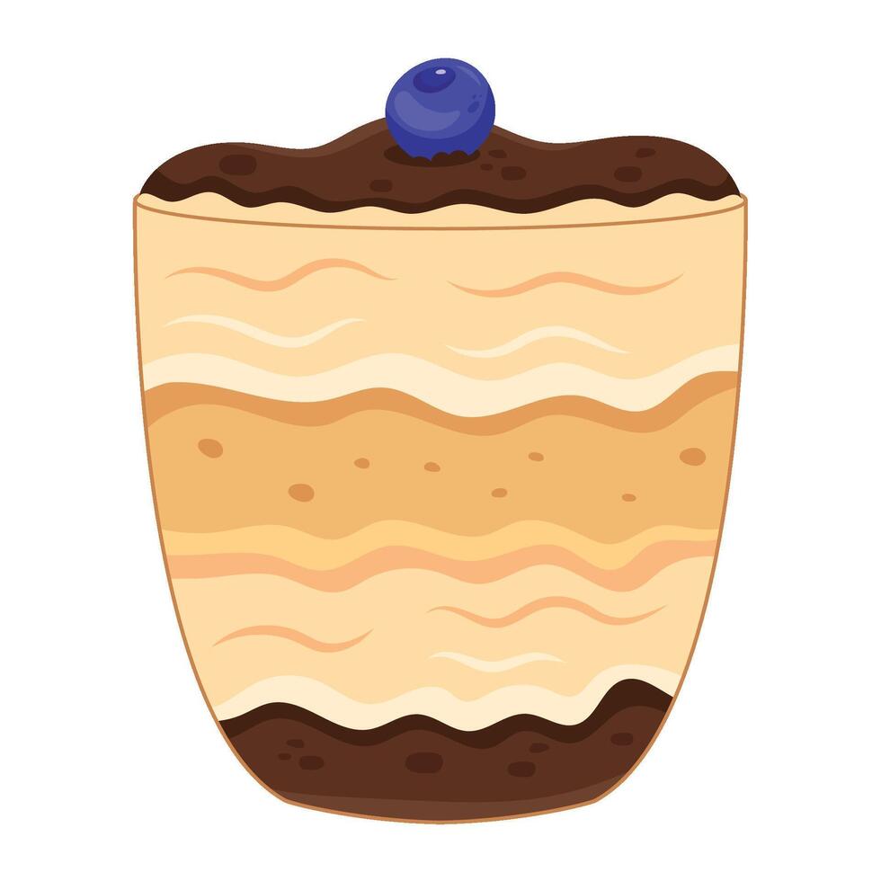 A dessert with a blueberry on top vector