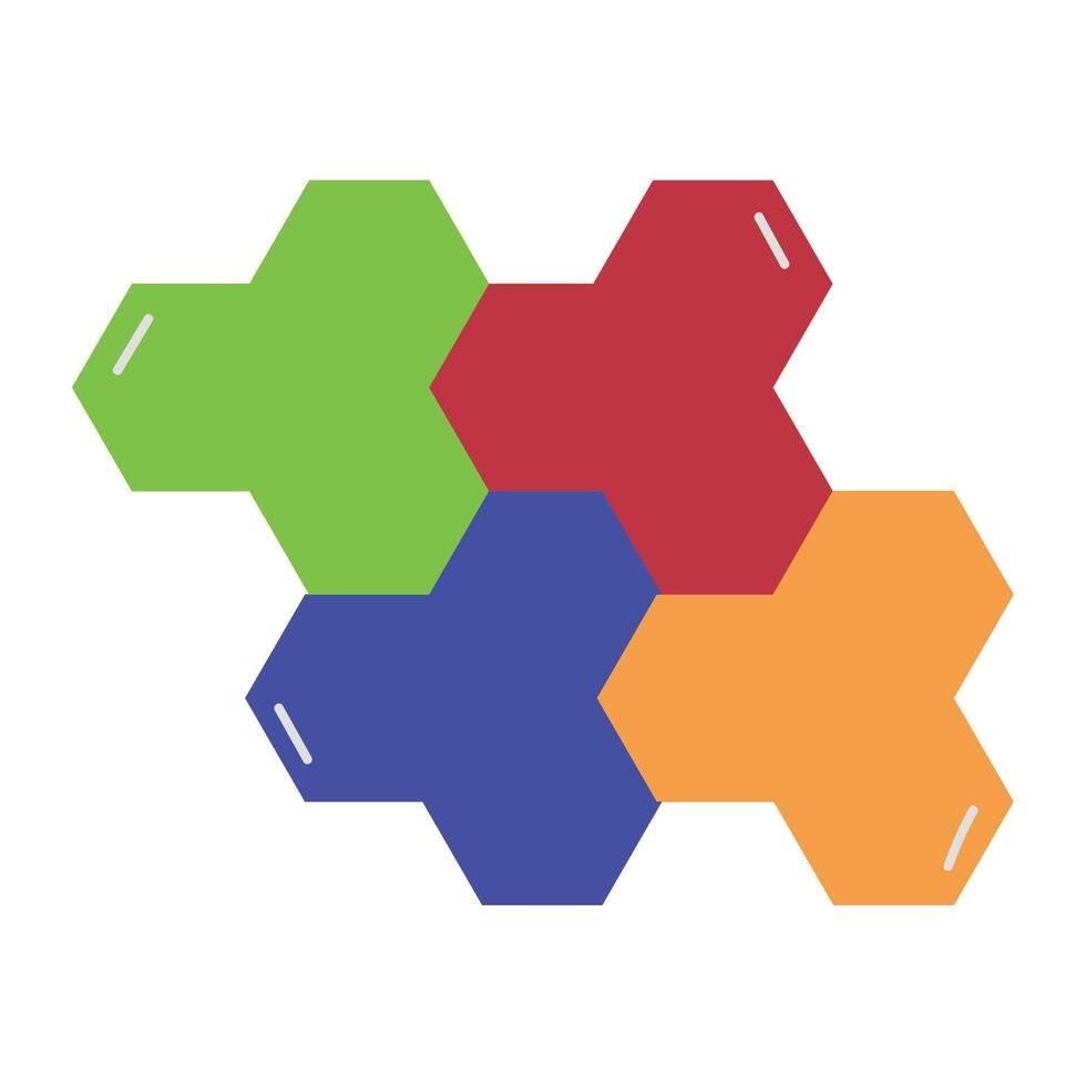 A group of four colored hexagons vector
