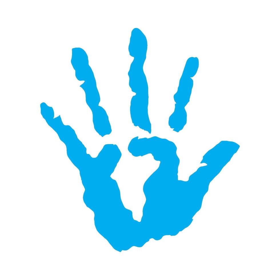 A blue hand print on a white background vector