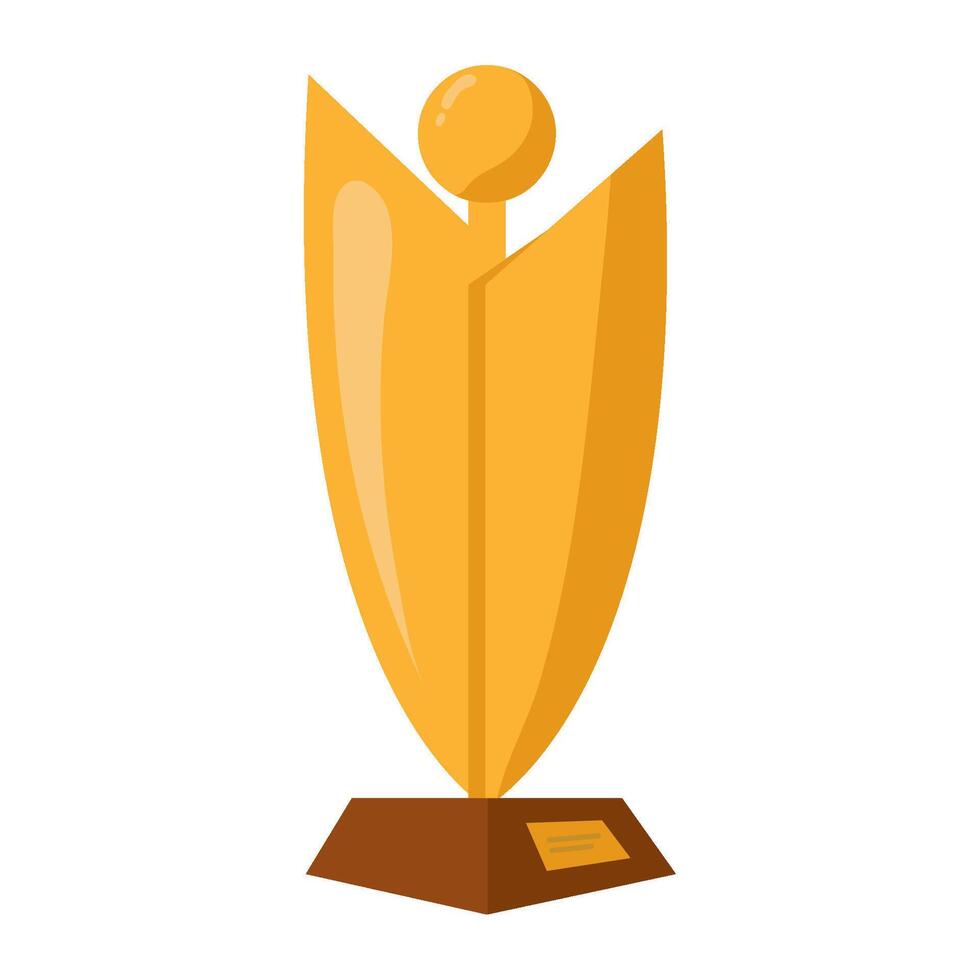 A golden trophy with a man standing on it vector