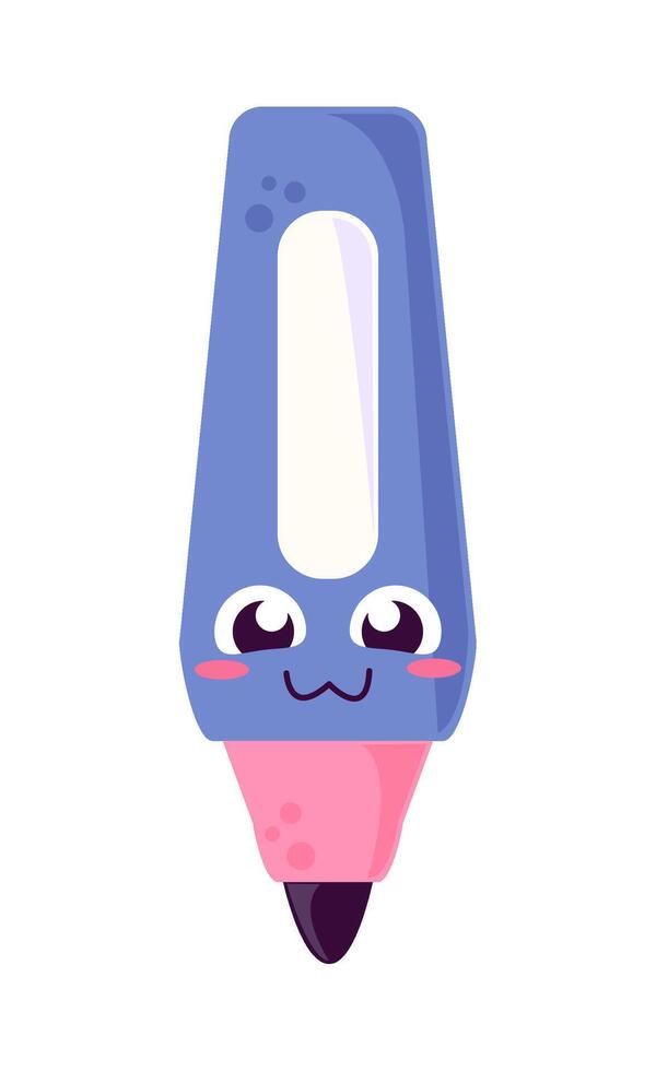 A blue pencil with a pink face and eyes vector