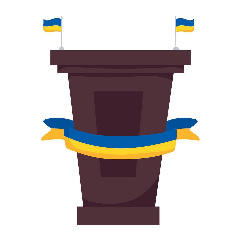 The podium with flags and ribbon on it vector