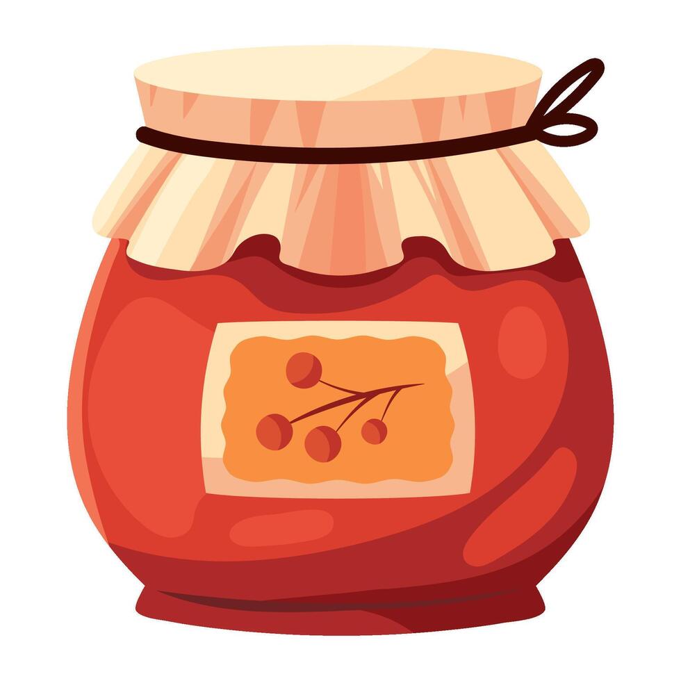 Jar of jam with berries illustration vector
