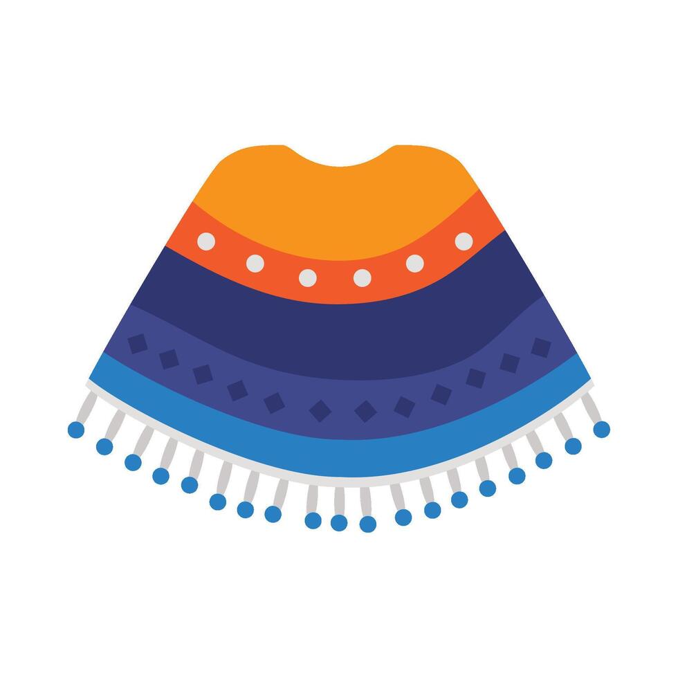 A colorful poncho with fringes on it vector