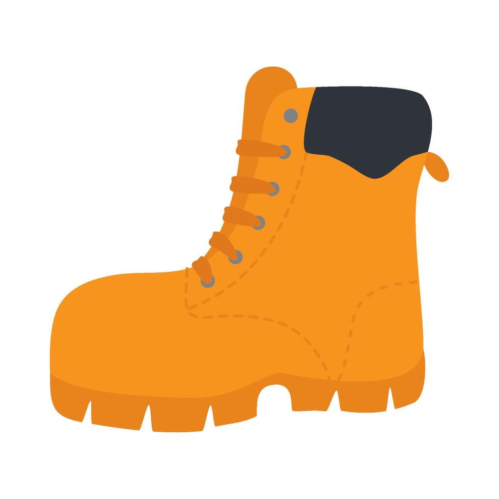 An orange boot with black laces on it vector