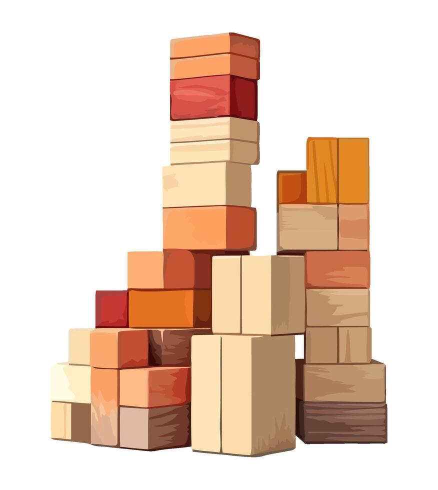 illustration of wooden blocks stacked on top of each other vector