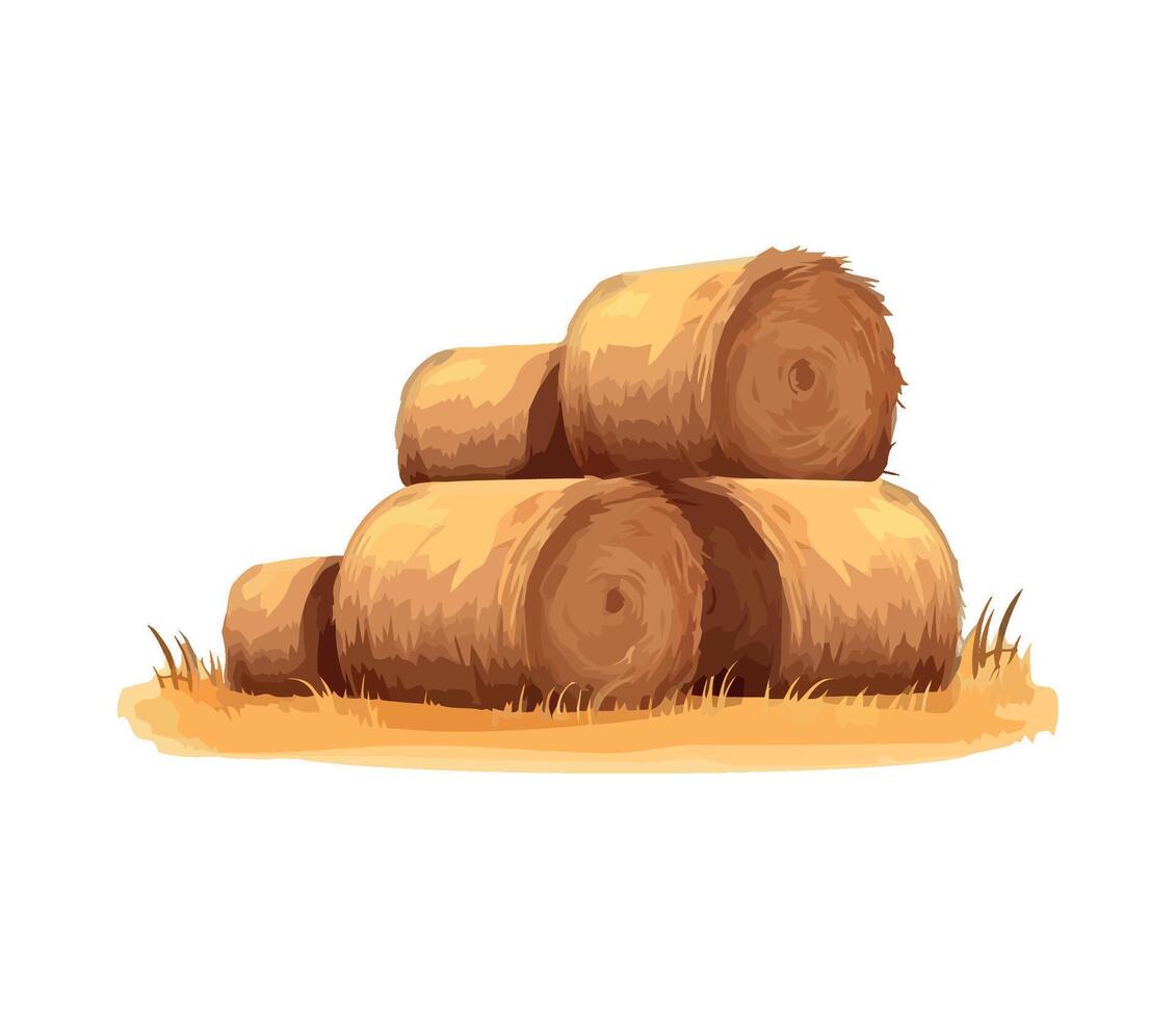 Bales of hay on the ground, illustration vector