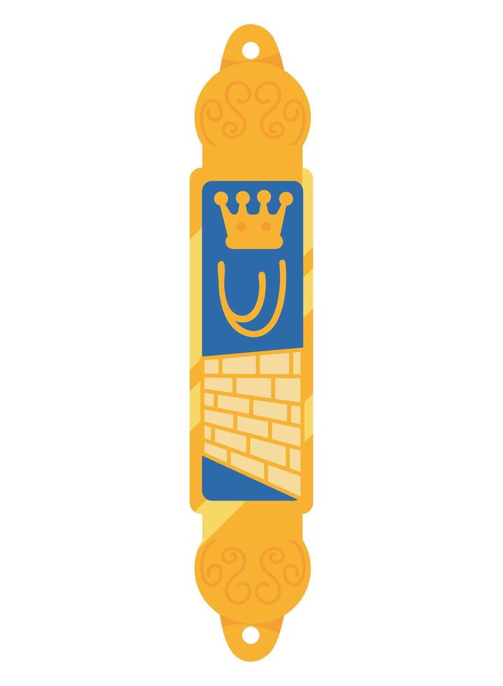 A yellow and blue metal plaque with a crown on it vector