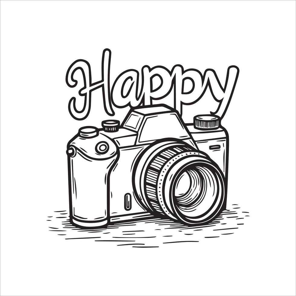 Happy Photography Day with a camera illustration vector