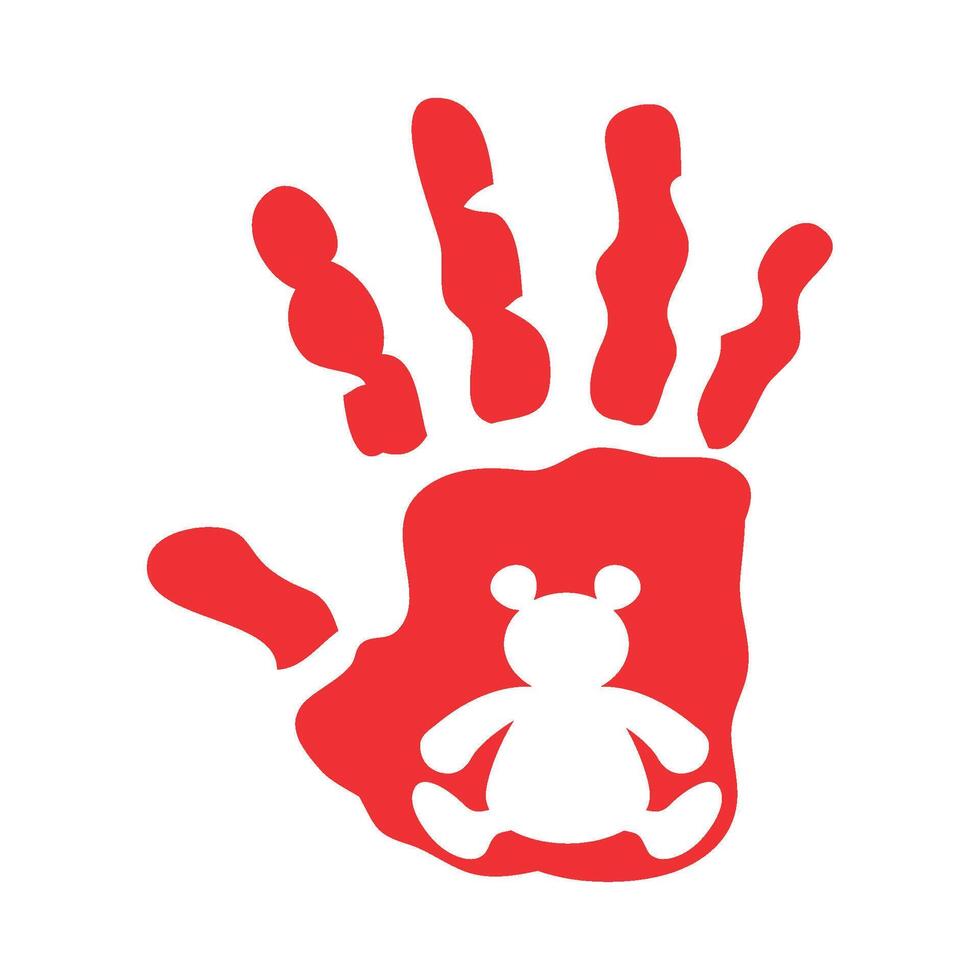 A hand with a teddy bear in it's hand vector