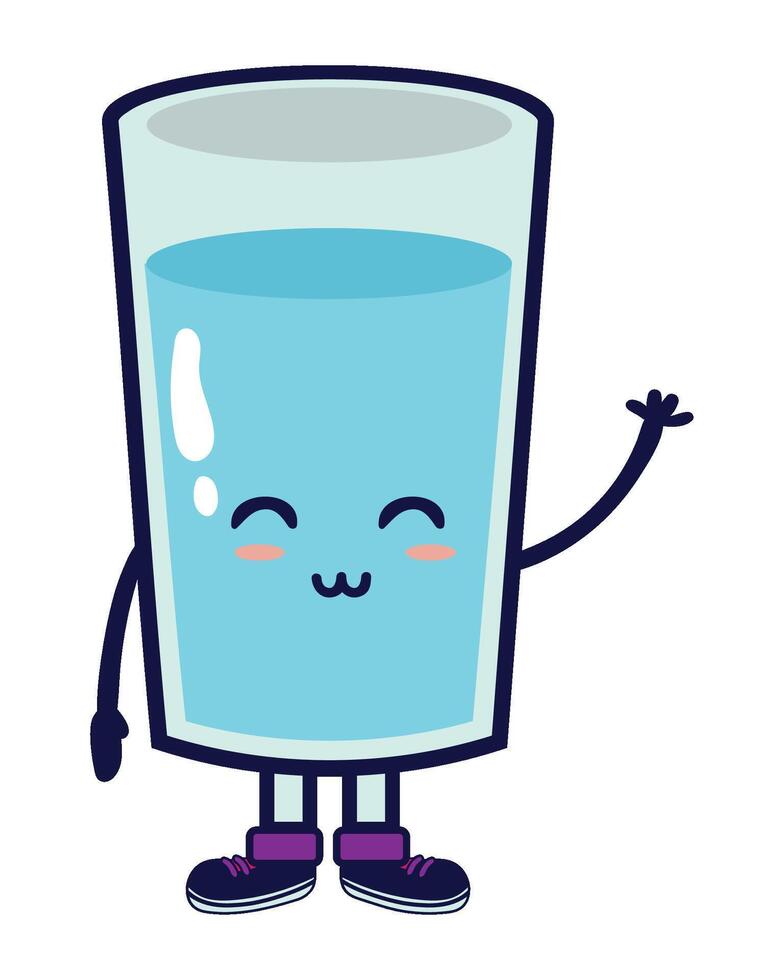 A cartoon glass of water with a smile vector