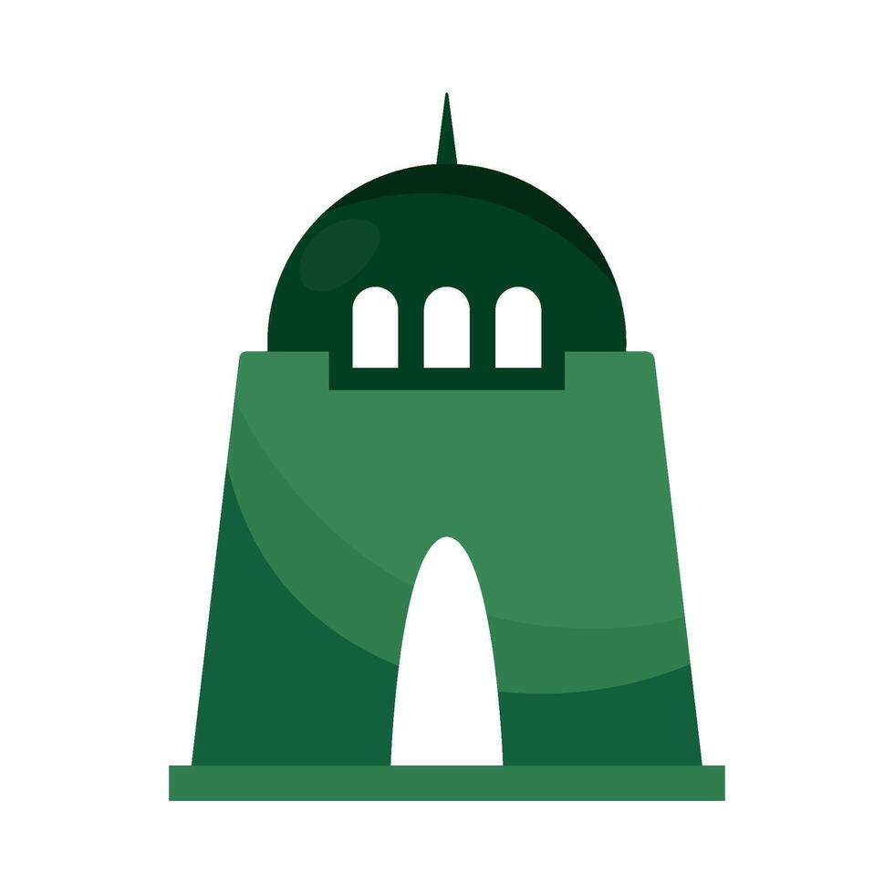 A green building with a dome on top vector