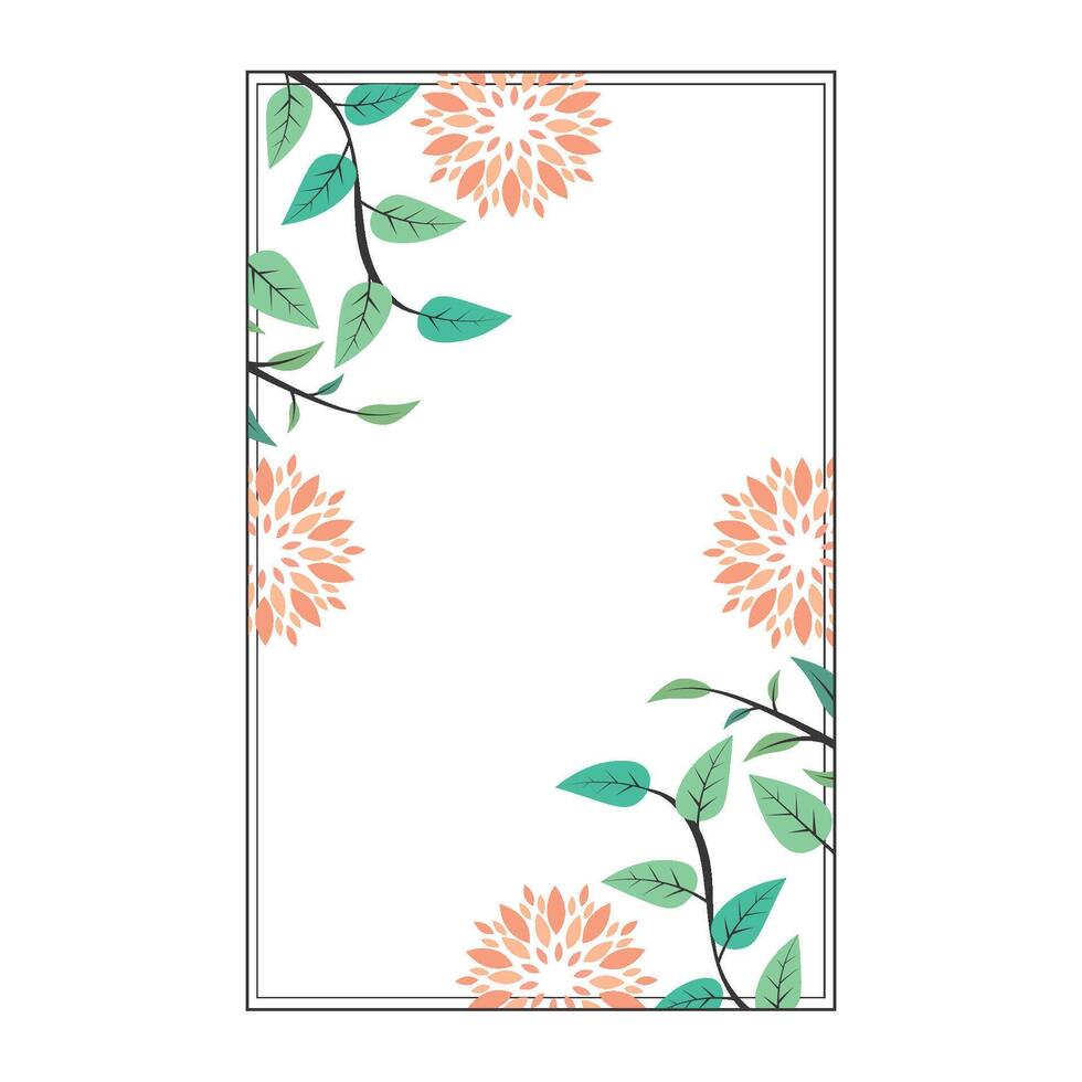 A floral card with orange and green leaves vector