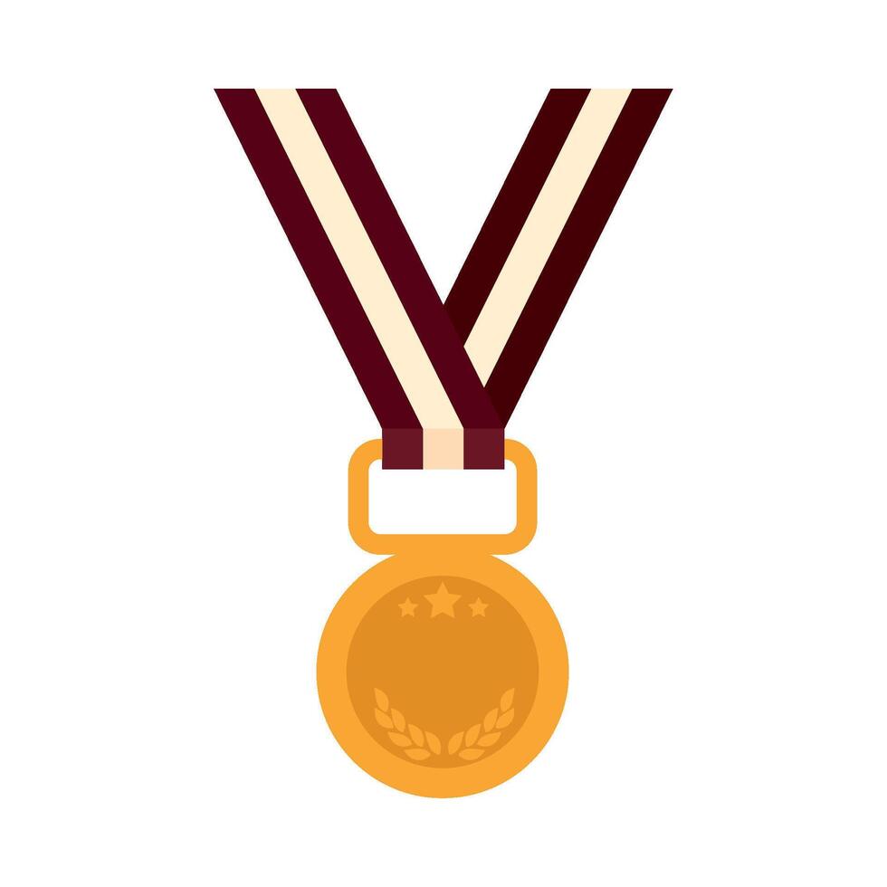 Gold medal with ribbon on white background vector