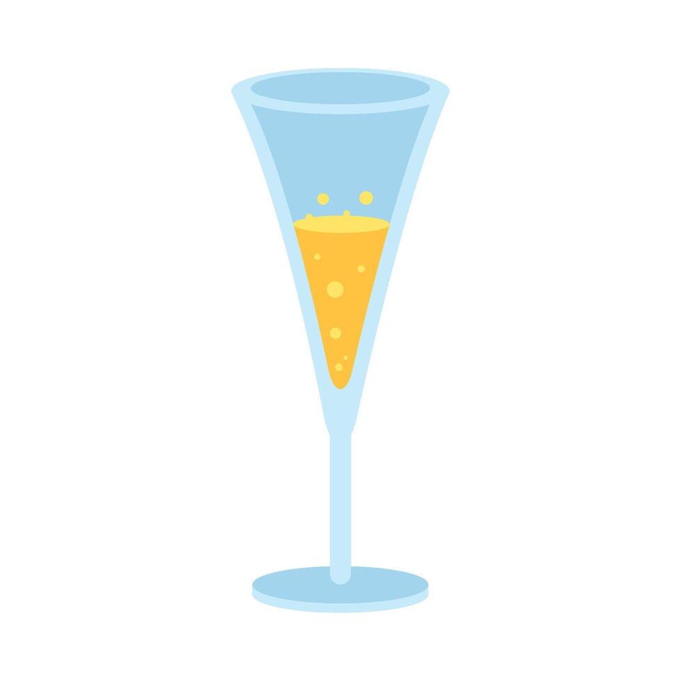 A glass of champagne with bubbles on the bottom vector