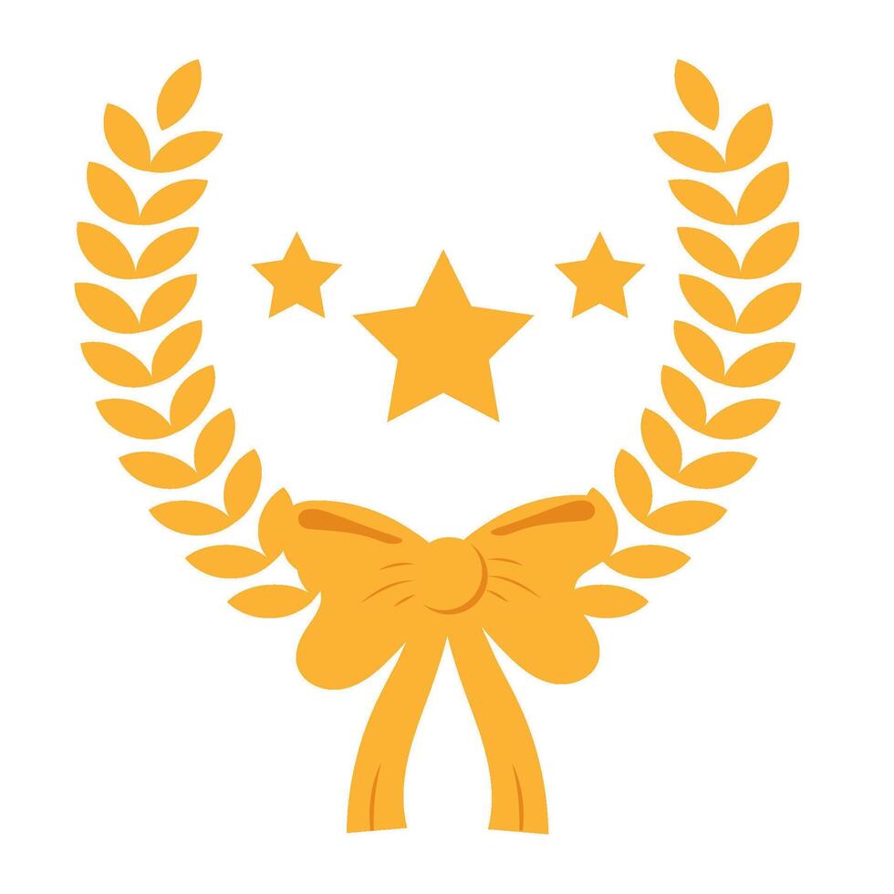 A golden wreath with stars and a bow vector